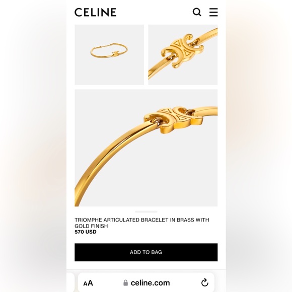CELINE Triomphe articulated bracelet in Brass with Gold finish- PERFECT gift! - Picture 5 of 10